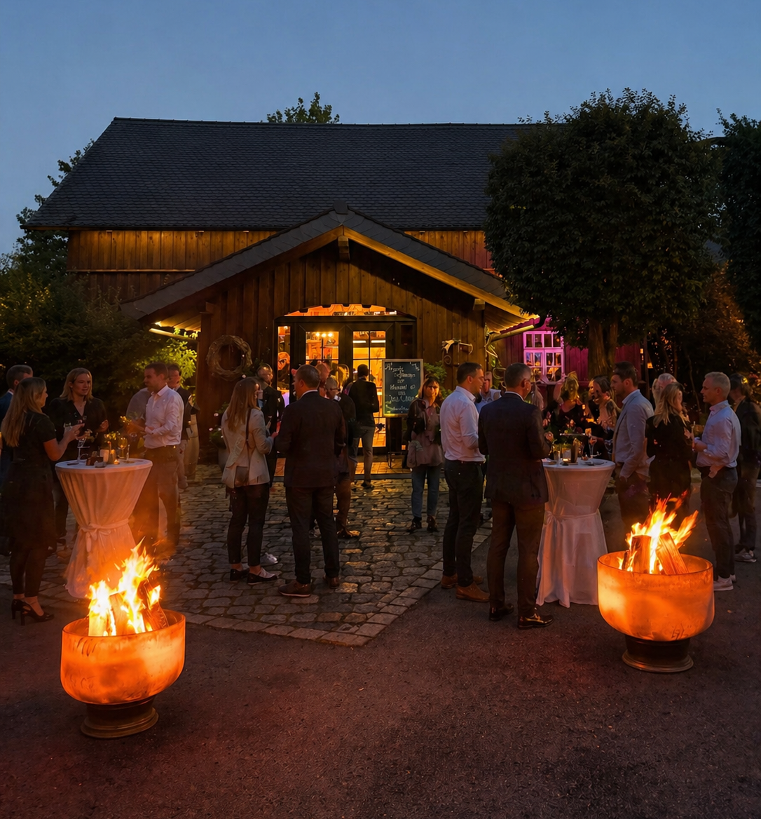 Abendempfang am Milanhof mit Feuerschalen